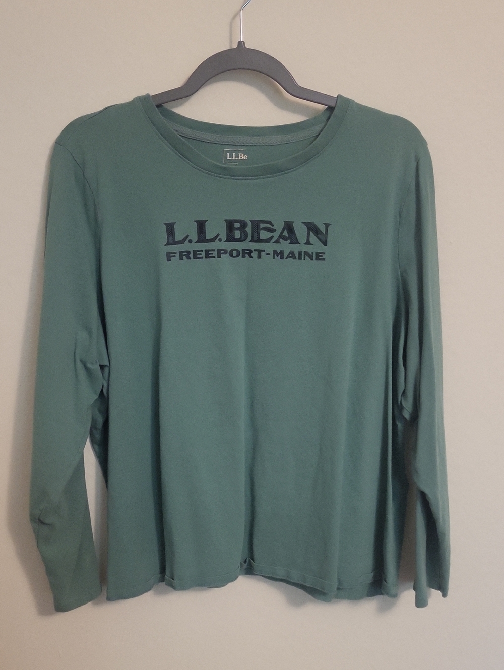 L.L. Bean Long-Sleeve Logo Tee in Teal Green